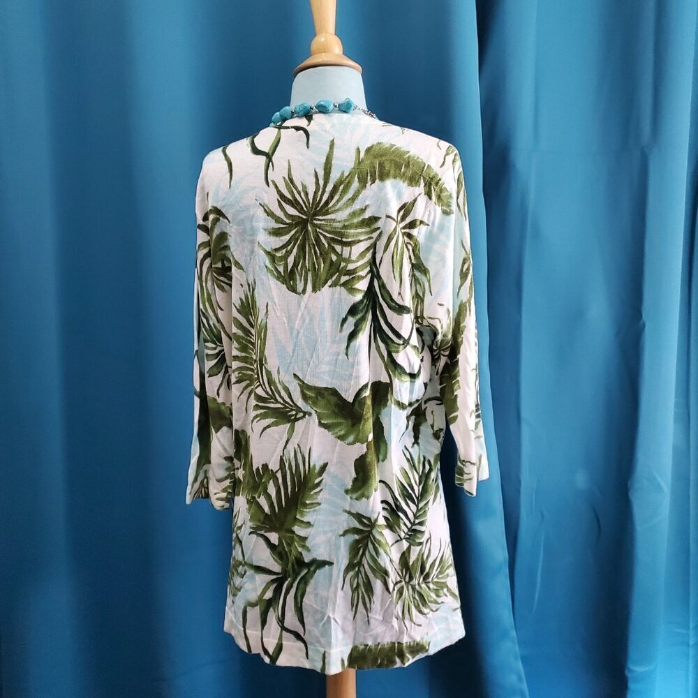 Breezy & Light ¾ sleeve tropical long cardigan size 1X - Picture 2 of 7